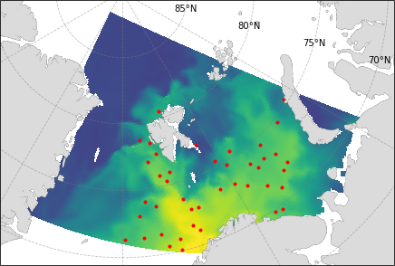 Восстановленные поля температуры на глубине 45 м, 07.08.2017